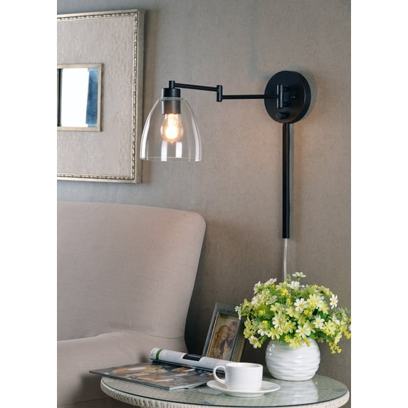 Edis Wall Swing Arm Lamp with Bronze Finish