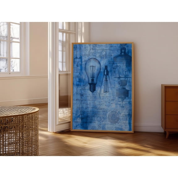 Edison Bulb Blueprint Industrial Wall Art Decor Unframed Paper Print