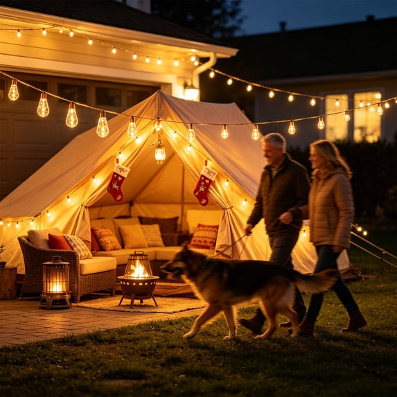 Edison Bulb String Lights Outdoor 16 Led Battery Operated String Lights with Remote for Patio Backyard Christmas Party Decor
