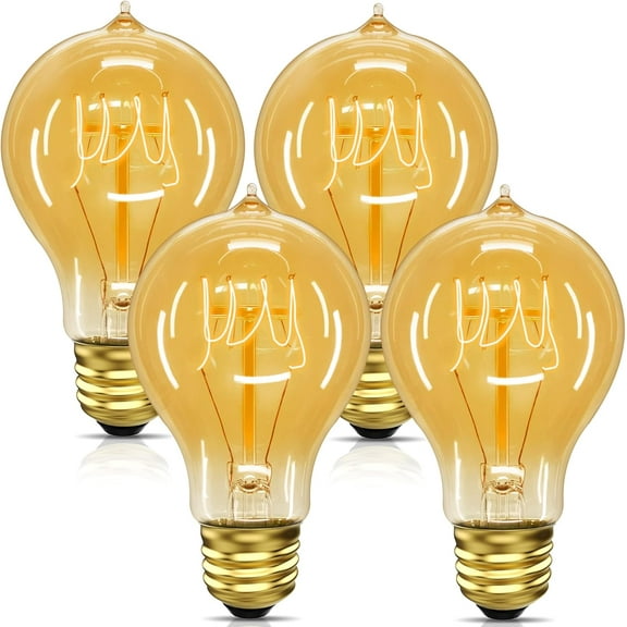 Edison Bulbs 40 Watt, Vintage Light Bulbs, A19 Antique Incandescent Light Bulbs, E26 Dimmable Decorative Light Bulbs, Warm White 2700K, 110-130V, 4 Pack