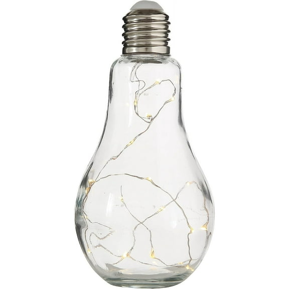 Edison Faux Light Bulb LED Lamp, LEDs ON Copper Wire, Glass, Metal and Plastic, 8 5/8H x 4 3/8 D Inches, Battery Powered, (Included)