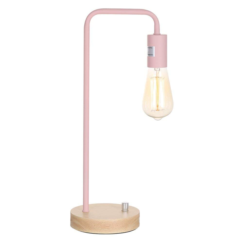 Edison Industrial Table Lamp, Wooden Base with Metal Frame with Rotary