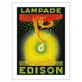 thumbnail image 1 of Edison Lamps (Lampade) Light Bulbs - Vintage Italian Advertising Poster c.1924 - Fine Art Matte Paper Print (Unframed) 18x24in, 1 of 4