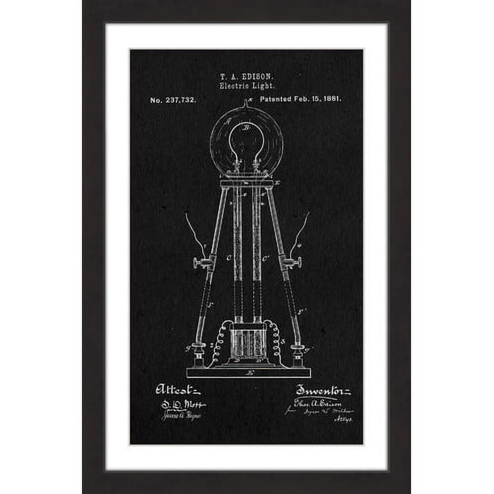 "Edison Light 1881 Black Paper" Framed Painting Print