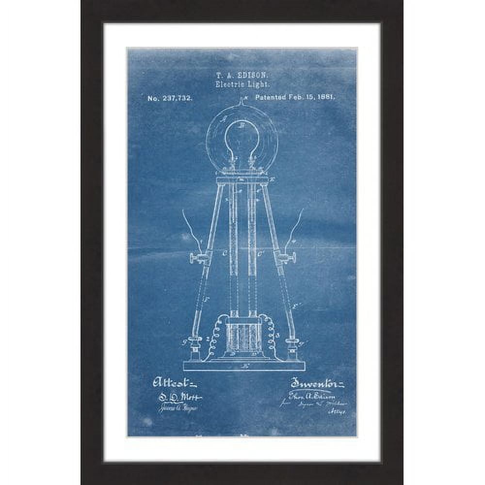 "Edison Light 1881 Blueprint" Framed Painting Art Print