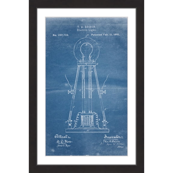 "Edison Light 1881 Blueprint" Framed Painting Print