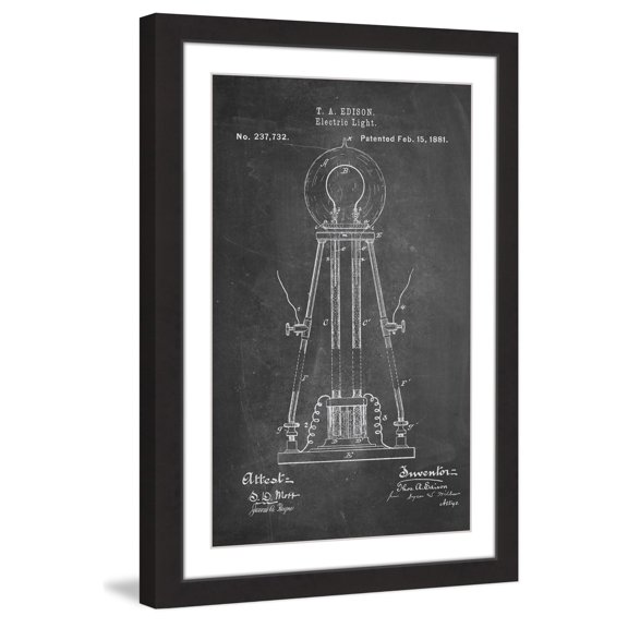"Edison Light 1881 Chalk" Framed Painting Print