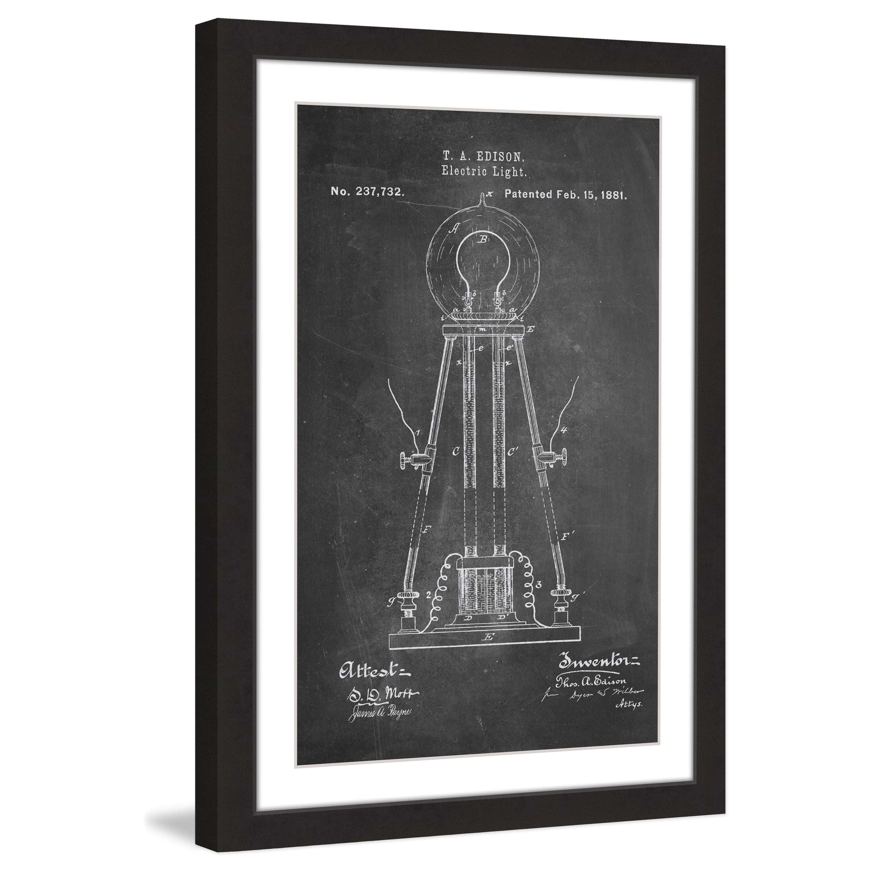 "Edison Light 1881 Chalk" Framed Painting Print