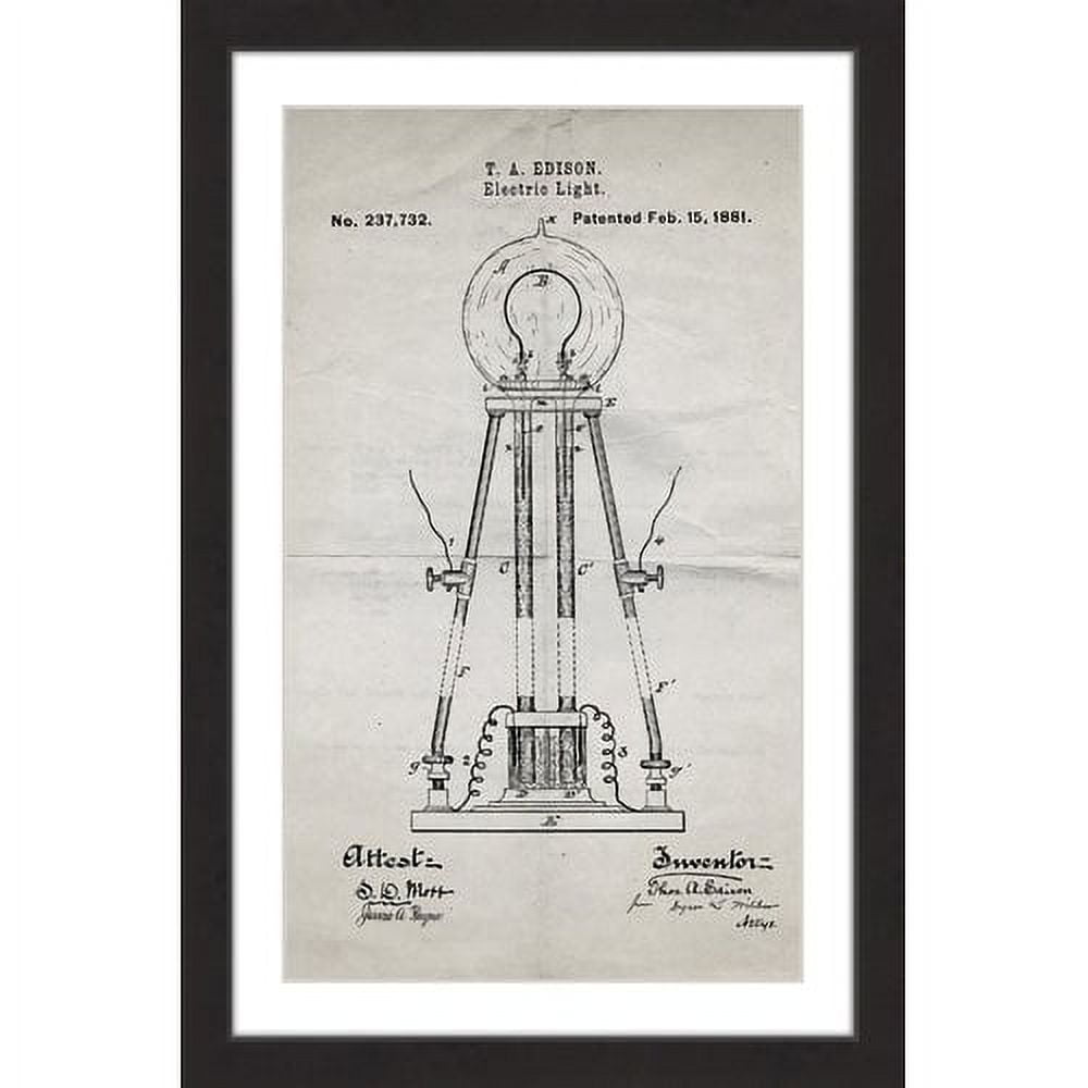 "Edison Light 1881 Old Paper" Framed Painting Art Print, 16" x 1.5"