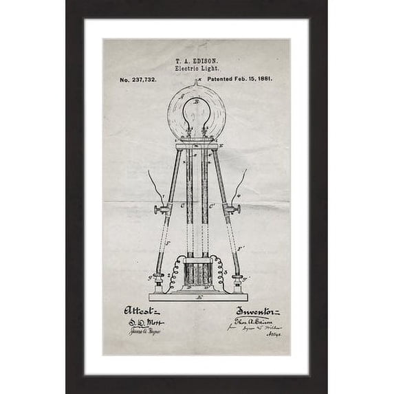 "Edison Light 1881 Old Paper" Framed Painting Print