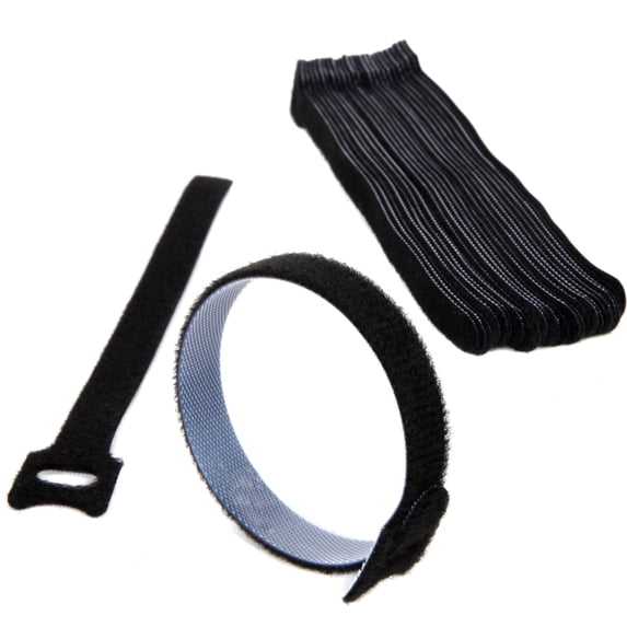 Edison Supply 30-Pack 8in Reusable Cable Ties - Hook and Loop Straps, Black