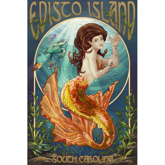 Edisto Island, South Carolina, Mermaid (12x18 Wall Art Poster, Room Decor)