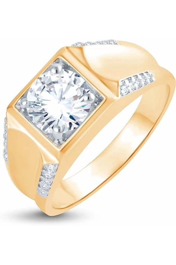 2.50 Ct Round Cut Moissanite Tester Passed Men's Wedding/Engagement Band/Pink Ring 925 Sterling Silver