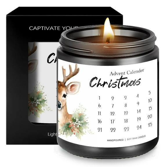 Editable Christmas Countdown Lavender Scented Candle Merry Christmas Gift for Women Men Xmas Home Decorations Trees Santa Claus Reindeer Nutcracker Snowflakes DIY Holiday Advent Calendar Present