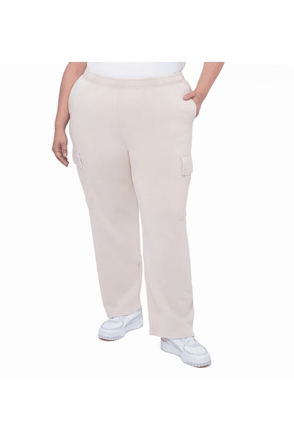 Women's Fleece Cargo Pant (Washed Cement, 1X)