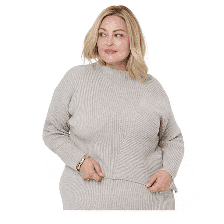 Edited by Remi Bader Women's Ribbed Sweater (Oatmeal, 3X)