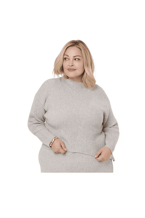 Women's X-Large Oatmeal Ribbed Sweater
