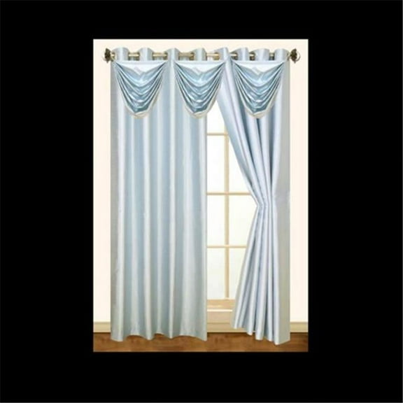 Editex 627VAL3704 Elaine Waterfall Faux Silk Valance with 2 Grommets without Trim in Light Blue