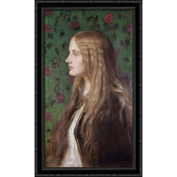 Edith Villiers, later Countess of Lytton 24x40 Large Black Ornate Wood Framed Canvas Art by George Frederick Watts