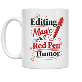 Editing Magic with Red Pen Humor - Editor Enthusiast - 11 oz Ceramic Coffee Mug