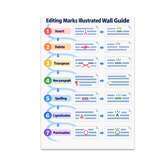 Editing Marks Illustrated Wall Guide - Language Teacher - 13x19 Poster Print