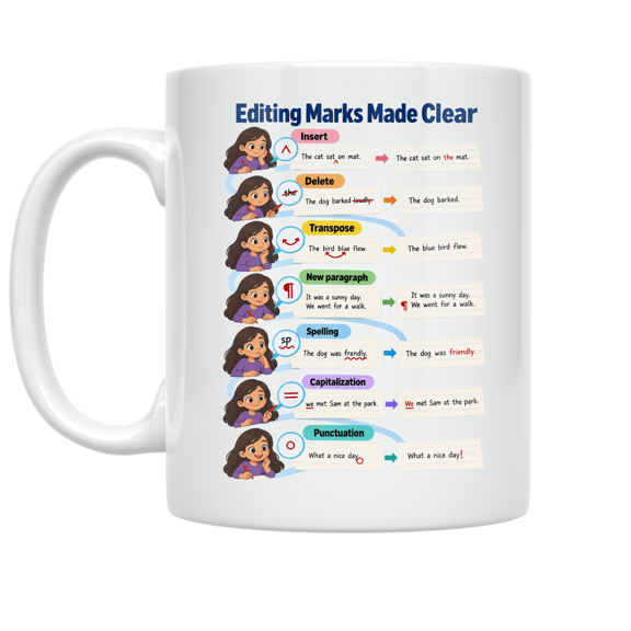 Editing Marks Made Clear Reference - Language Teacher - 11 oz Ceramic Coffee Mug