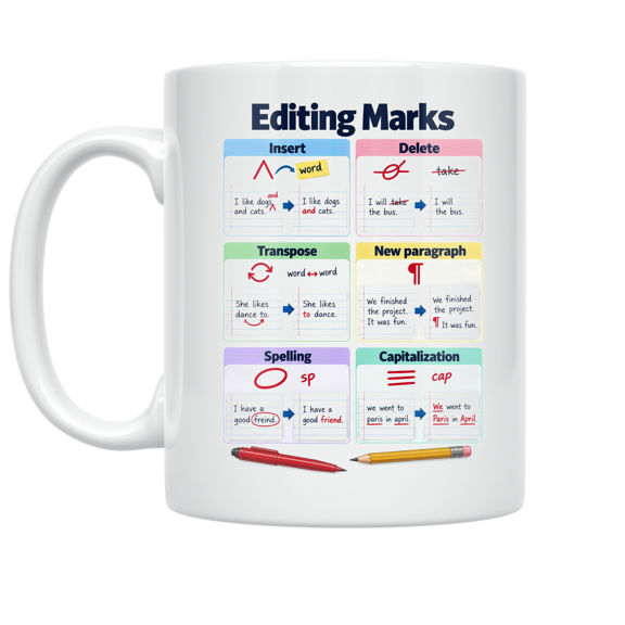 Editing Marks Reference Design - Language Arts Teacher - 11 oz Ceramic Coffee Mug