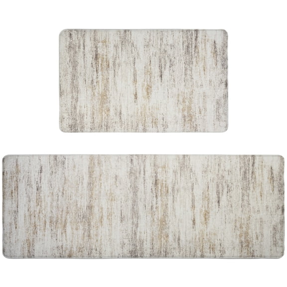 Edlbaegy Anti Fatigue Kitchen Mats Set of 2,Cushioned Abstract Kitchen Rugs,Ergonomic Comfort Mat for Kitchen,Sink,Laundry,Office,Beige