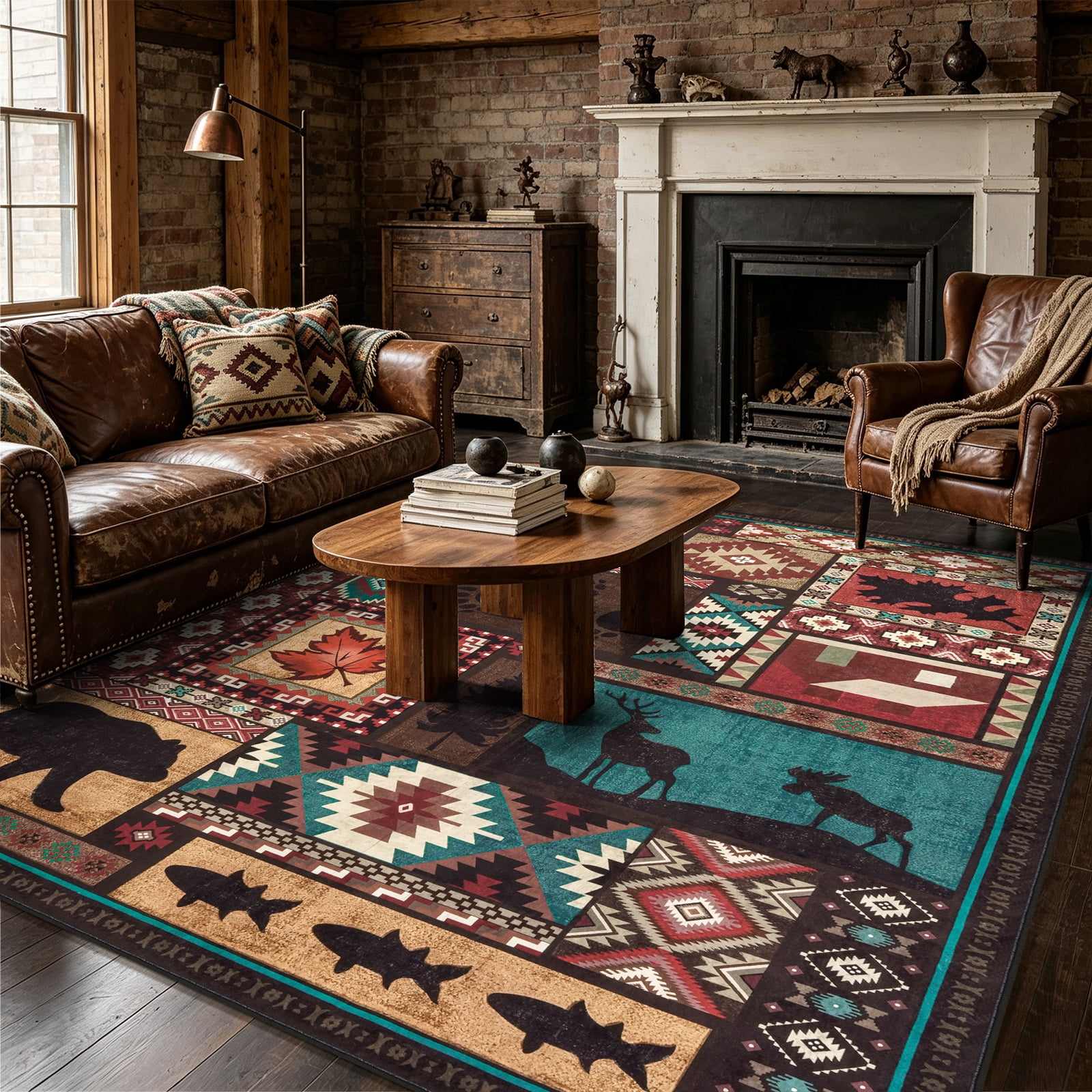 Cabin Styel Rug Edlbaegy Rustic Cabin 5'X7'Area Rugs for Living Room,Washable Rug Low ...