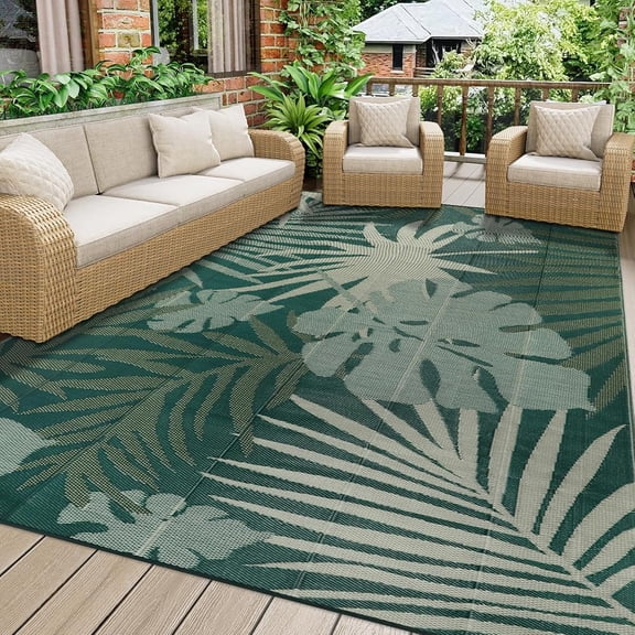 Edlbaegy Waterproof Outdoor Rug 5'X8' Lightweight Reversible Camping Mat Non-Slip Patio Floor Mat Picnic Blanket For RV Camping, Balcony, Garden