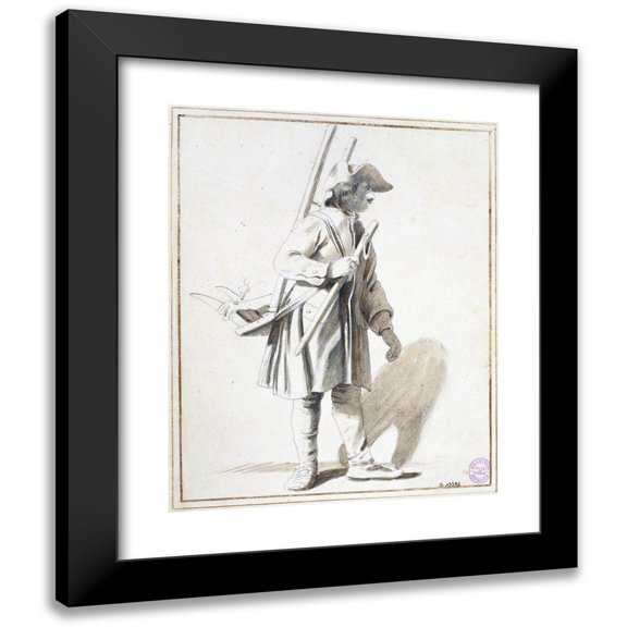 Edmé Bouchardon 12x14 Black Modern Framed Museum Art Print Titled - Portfaix, Crochet (1698 - 1762)