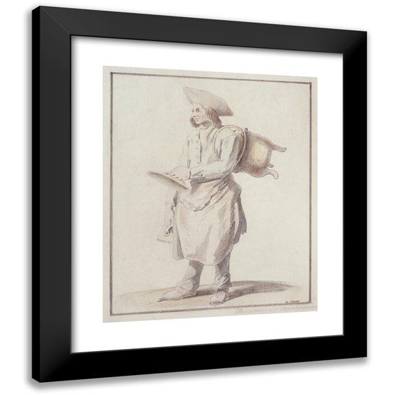 Edmé Bouchardon 12x14 Black Modern Framed Museum Art Print Titled - The Auvergne Cauller6 (1698 - 1762)