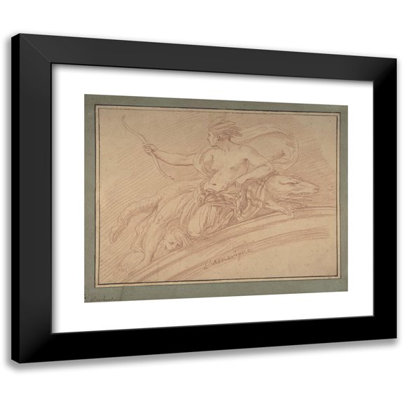 Edmé Bouchardon 14x12 Black Modern Framed Museum Art Print Titled - Allegory of America, from the Four Continents