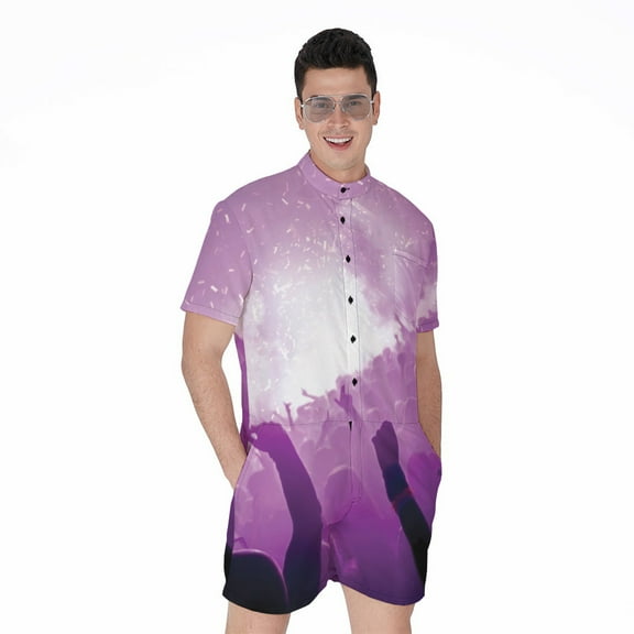 Edm Party In Nightclub Short Sleeve Men'S Rompers Casual Summer Jumpsuits Outfit