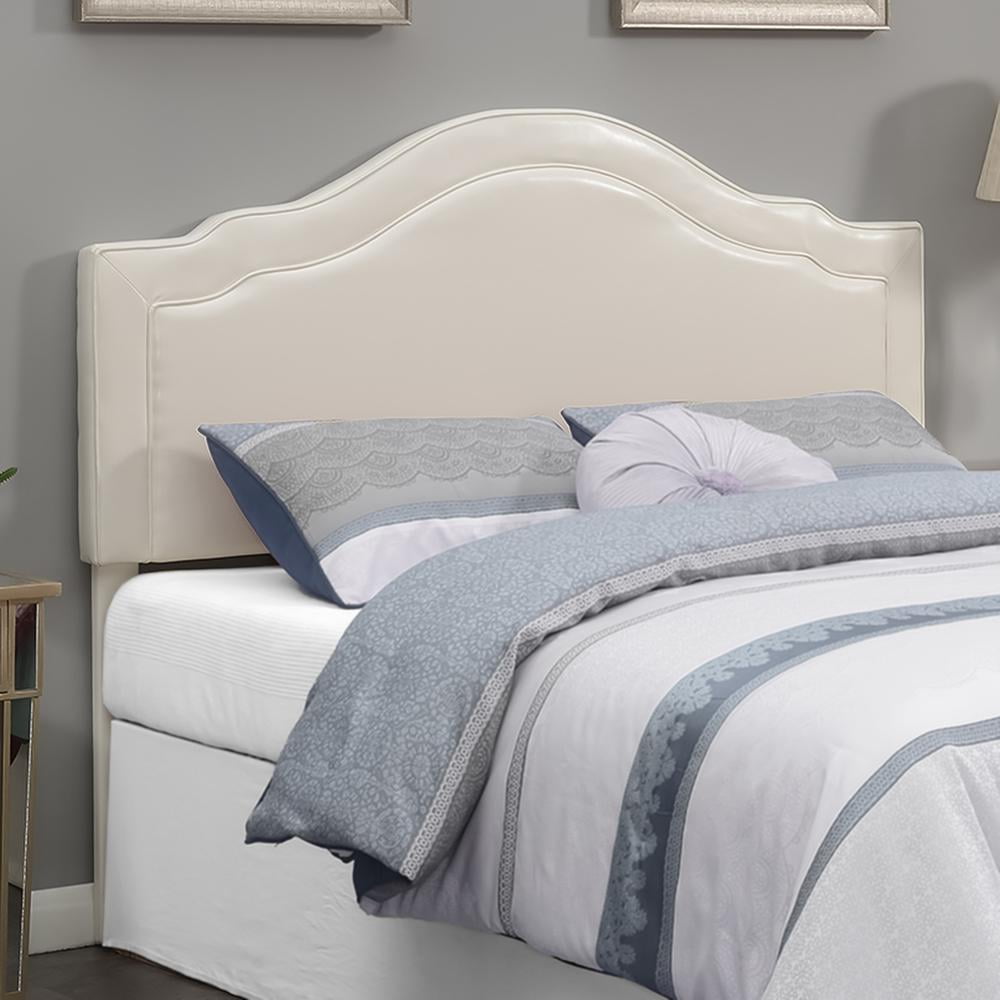 Cream Faux Leather Tufted Full/Queen Upholstered Headboard