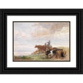thumbnail image 1 of Edmond Jean-Baptiste Tschaggeny 14x11 Black Ornate Wood Framed Double Matted Museum Art Print Titled: Shepherd Scene (1857-1864), 1 of 5
