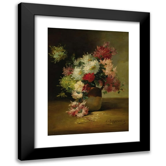 Edmond Van Coppenolle 11x14 Black Modern Framed Museum Art Print Titled - The Dahlias Bouquet