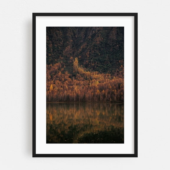 Edmonds Lake - Anchorage Alaska Photography Autumn Forest Nature Lake Scenic Woodland Black Framed Wall Art Print 5 x 7 inches