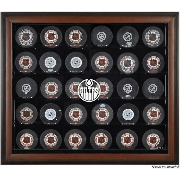 Edmonton Oilers 30-Puck Brown Display Case