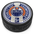 thumbnail image 1 of Edmonton Oilers 5-Time Stanley Cup Champions 3'' Dynasty Trimflexx Puck, 1 of 1