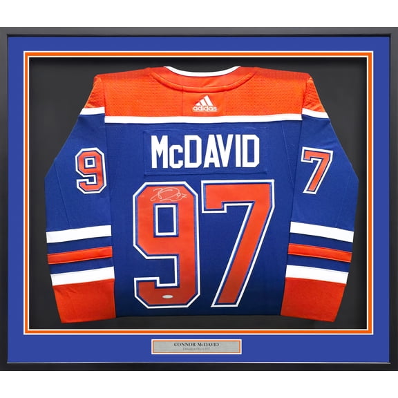 Edmonton Oilers Connor McDavid Autographed Framed Blue Auth Adidas Jersey UDA Holo 249482