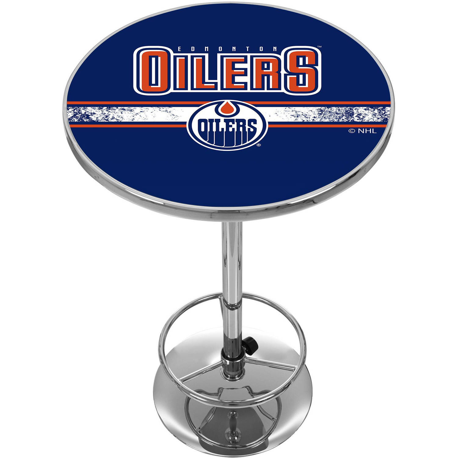 Edmonton Oilers Logo Bar Table with Adjustable Footrest and Acrylic Top