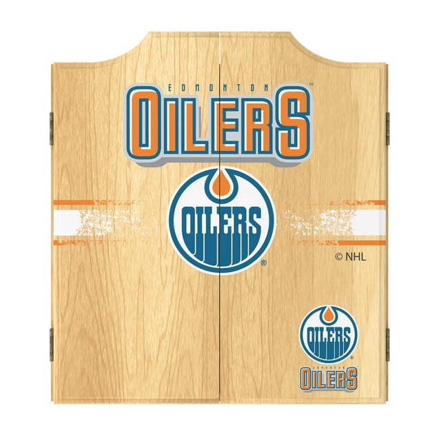 Edmonton Oilers Logo Dart Board Set with 6 Steel Tip Darts