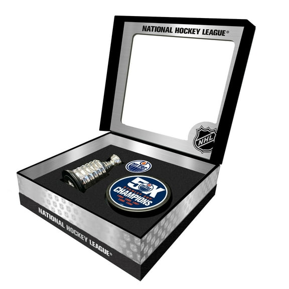 Edmonton Oilers Stanley Cup Champions Mini Replica Stanley Cup & Puck Gift Box Set