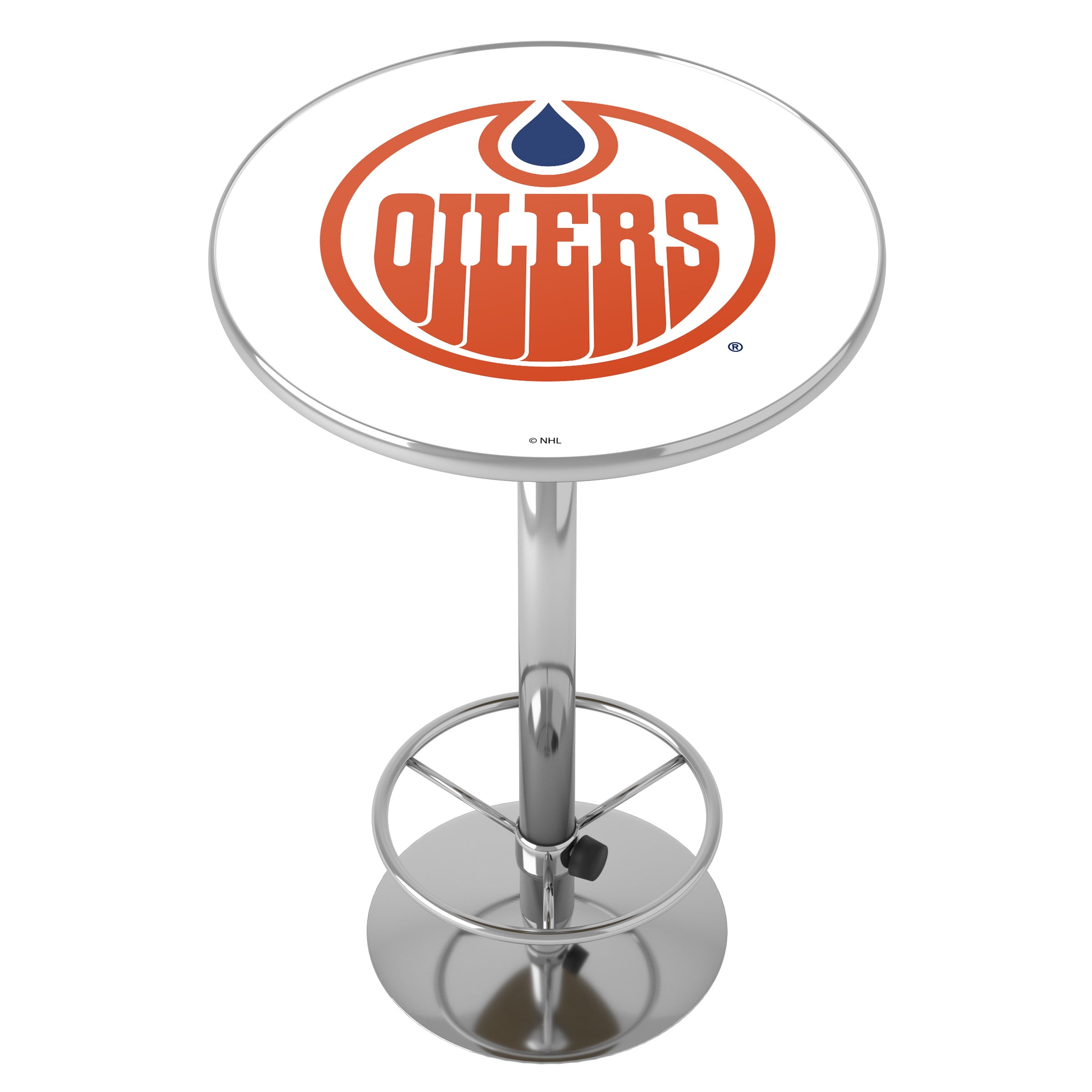 Edmonton Oilers Vintage Bar Table with Adjustable Footrest and Acrylic Top
