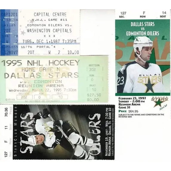 Edmonton Oilers lot of 4 vintage road game ticket stubs (Wayne Gretzky)