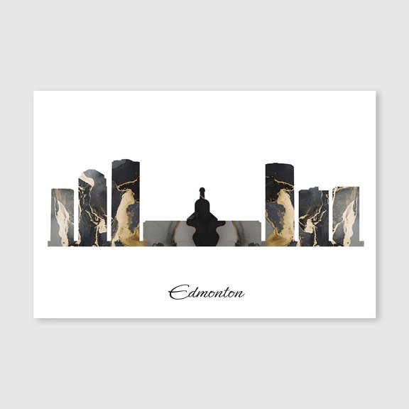 Edmonton Skyline Map Wall Decor Canvas – Elegant Travel Inspired Artwork for Living Room – 8x12 inch