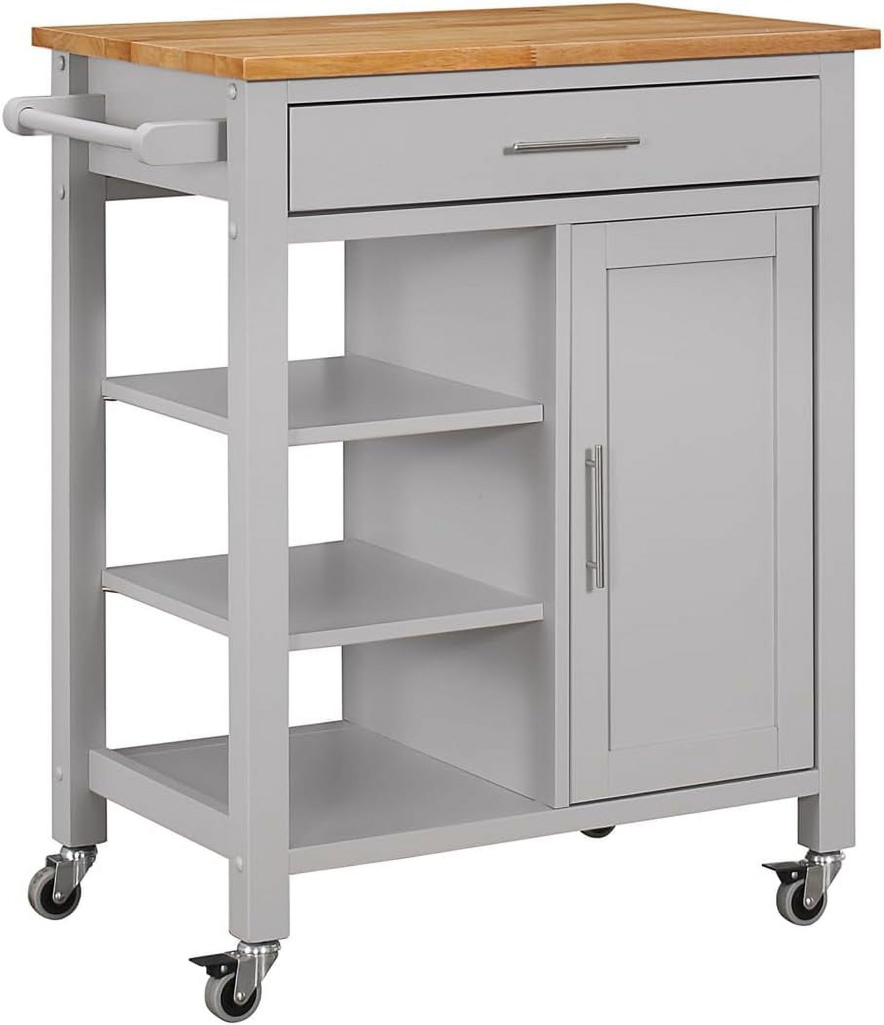 Edmonton Solid Wood and Veneers Mobile Kitchen Cart with Drawer and