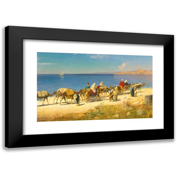 Edmund Berninger 24x16 Black Modern Framed Museum Art Print Titled - Caravan Along the Coast