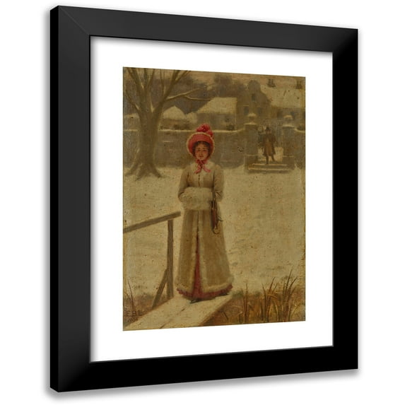 Edmund Blair Leighton 11x14 Black Modern Framed Museum Art Print Titled - The Winter Walk (1904)